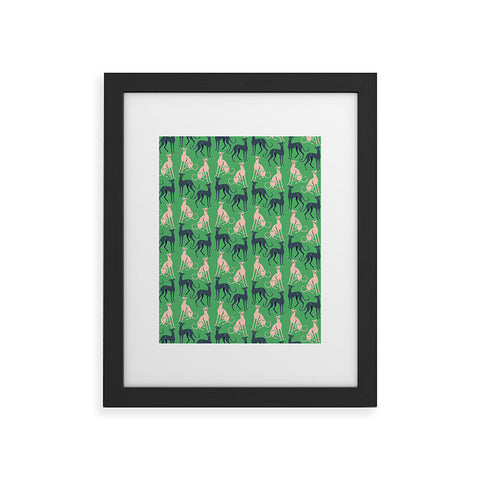 Pimlada Phuapradit Dog Pattern Greyhound Green Framed Art Print