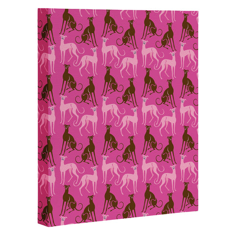 Pimlada Phuapradit Dog Pattern Greyhound Pink Art Canvas