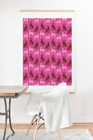 Pimlada Phuapradit Dog Pattern Greyhound Pink Art Print And Hanger