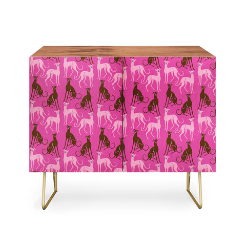 Pimlada Phuapradit Dog Pattern Greyhound Pink Credenza