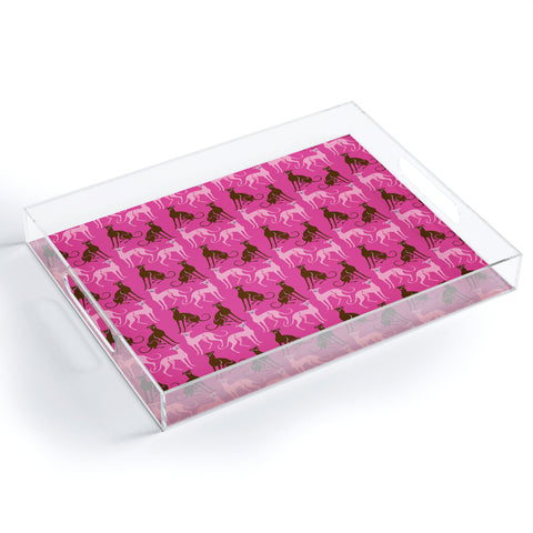 Pimlada Phuapradit Dog Pattern Greyhound Pink Acrylic Tray