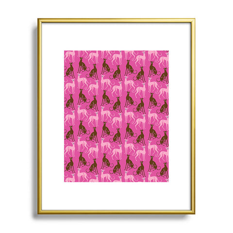 Pimlada Phuapradit Dog Pattern Greyhound Pink Metal Framed Art Print