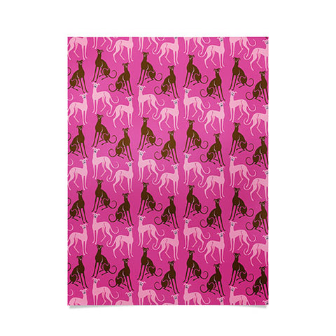 Pimlada Phuapradit Dog Pattern Greyhound Pink Poster