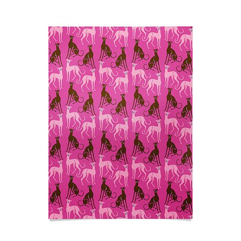 Pimlada Phuapradit Dog Pattern Greyhound Pink Poster