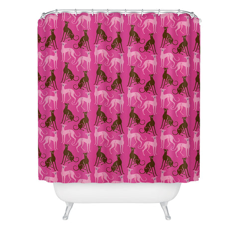 Pimlada Phuapradit Dog Pattern Greyhound Pink Shower Curtain