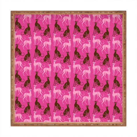 Pimlada Phuapradit Dog Pattern Greyhound Pink Square Tray