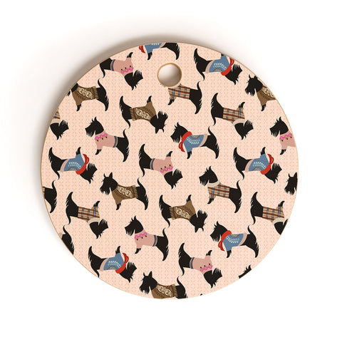 Pimlada Phuapradit Dog Pattern Scottie Cutting Board Round
