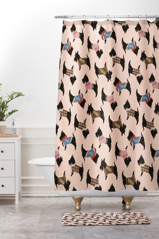 Pimlada Phuapradit Dog Pattern Scottie Shower Curtain And Mat