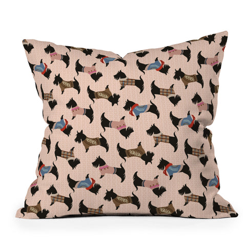 Pimlada Phuapradit Dog Pattern Scottie Throw Pillow
