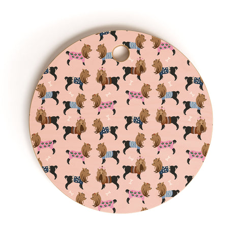 Pimlada Phuapradit Dog Pattern Yorkie Cutting Board Round