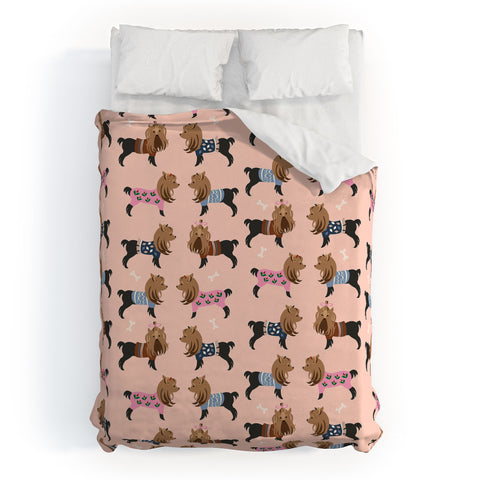 Pimlada Phuapradit Dog Pattern Yorkie Duvet Cover