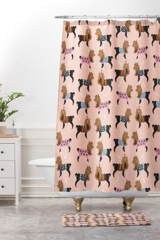 Pimlada Phuapradit Dog Pattern Yorkie Shower Curtain And Mat