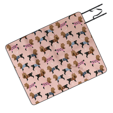 Pimlada Phuapradit Dog Pattern Yorkie Picnic Blanket