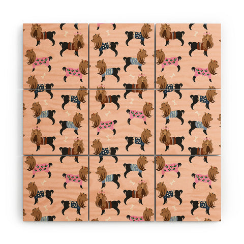 Pimlada Phuapradit Dog Pattern Yorkie Wood Wall Mural