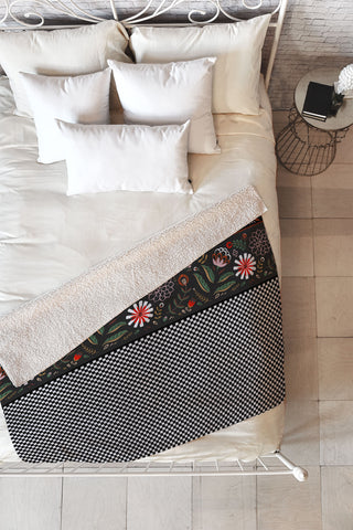 Pimlada Phuapradit Dramatic Floral stripes Fleece Throw Blanket