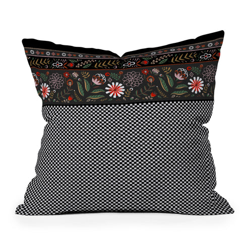 Pimlada Phuapradit Dramatic Floral stripes Throw Pillow