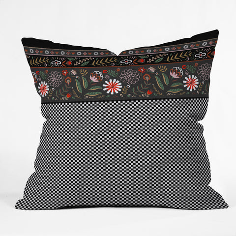 Pimlada Phuapradit Dramatic Floral stripes Outdoor Throw Pillow