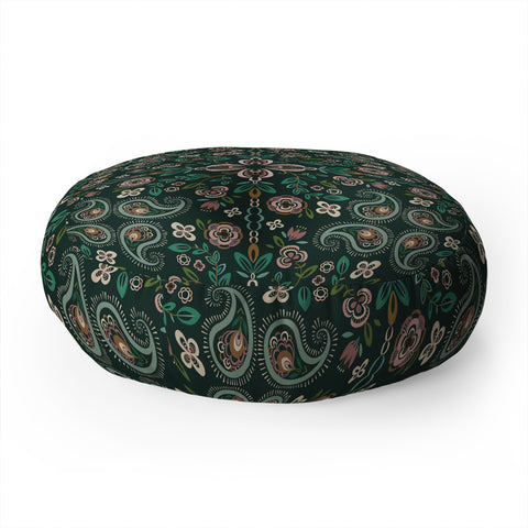 Pimlada Phuapradit Emerald maze Floor Pillow Round