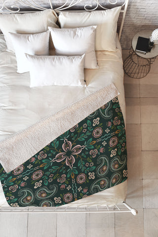 Pimlada Phuapradit Emerald maze Fleece Throw Blanket