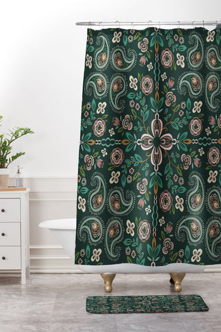 Pimlada Phuapradit Emerald maze Shower Curtain And Mat