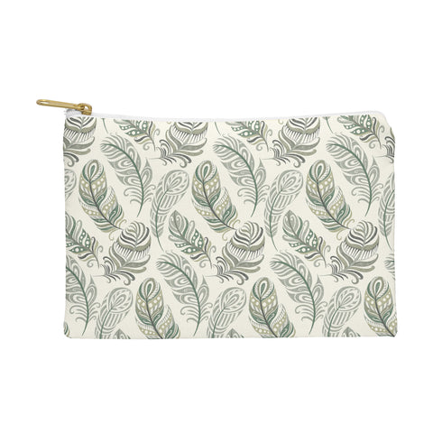 Pimlada Phuapradit Feathers grey and green Pouch