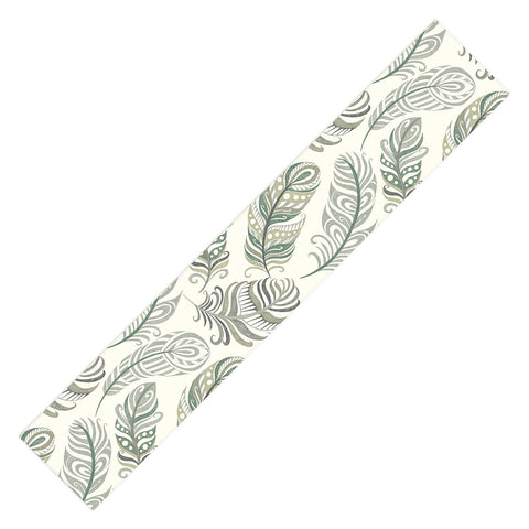 Pimlada Phuapradit Feathers grey and green Table Runner