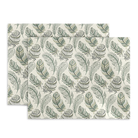 Pimlada Phuapradit Feathers grey and green Placemat