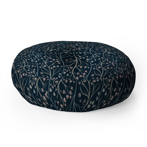 Pimlada Phuapradit Ficus Tree in navy blue Floor Pillow Round