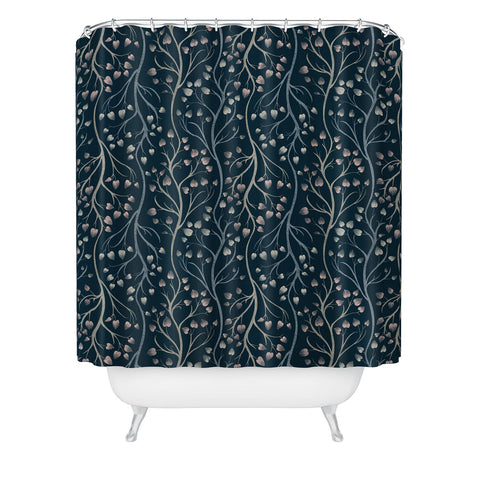 Pimlada Phuapradit Ficus Tree in navy blue Shower Curtain