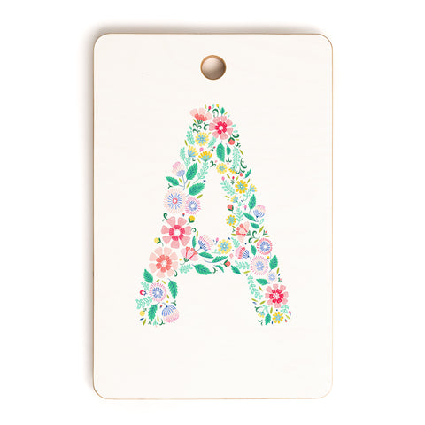 Pimlada Phuapradit Floral Alphabet A Cutting Board Rectangle