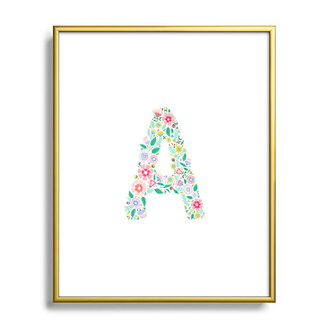 Pimlada Phuapradit Floral Alphabet A Metal Framed Art Print