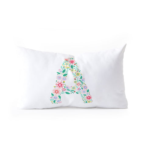 Pimlada Phuapradit Floral Alphabet A Oblong Throw Pillow