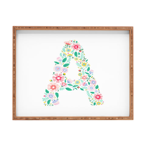 Pimlada Phuapradit Floral Alphabet A Rectangular Tray