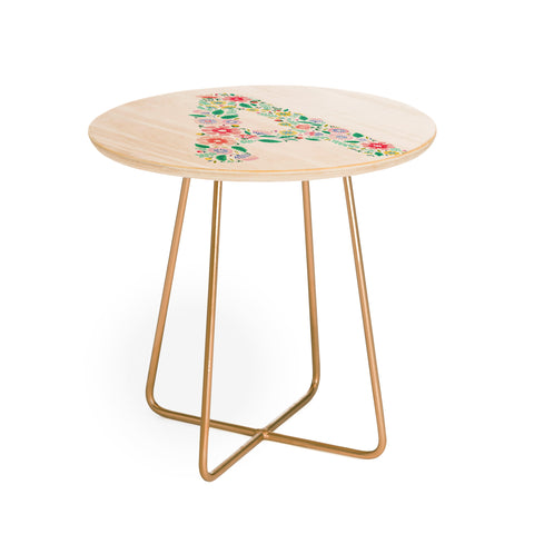 Pimlada Phuapradit Floral Alphabet A Round Side Table