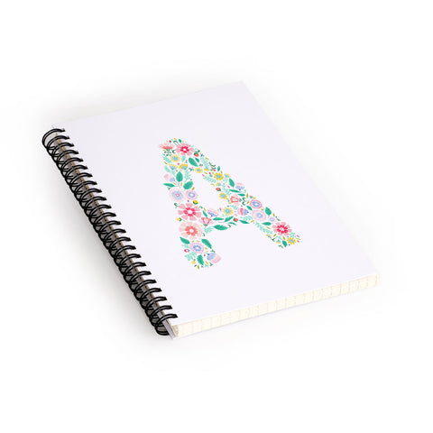 Pimlada Phuapradit Floral Alphabet A Spiral Notebook