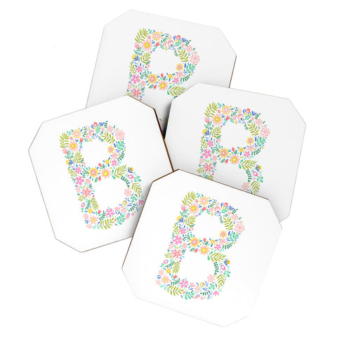 Pimlada Phuapradit Floral Alphabet B Coaster Set
