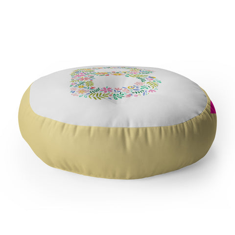 Pimlada Phuapradit Floral Alphabet B Floor Pillow Round
