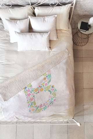 Pimlada Phuapradit Floral Alphabet B Fleece Throw Blanket