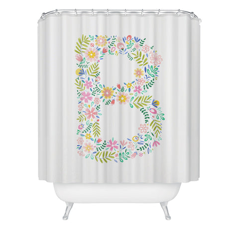 Pimlada Phuapradit Floral Alphabet B Shower Curtain