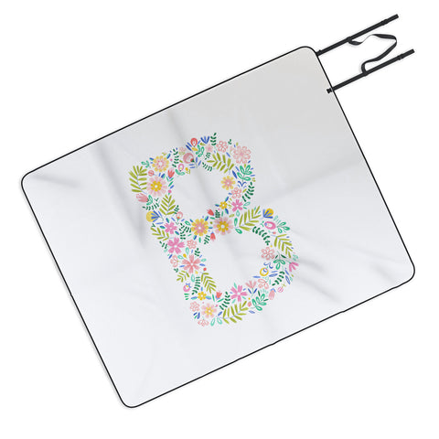 Pimlada Phuapradit Floral Alphabet B Picnic Blanket