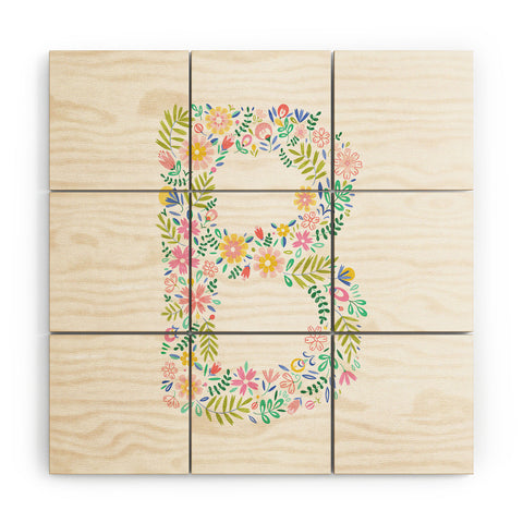 Pimlada Phuapradit Floral Alphabet B Wood Wall Mural