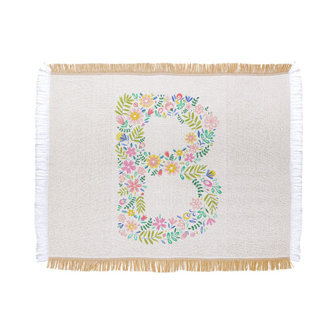 Pimlada Phuapradit Floral Alphabet B Throw Blanket