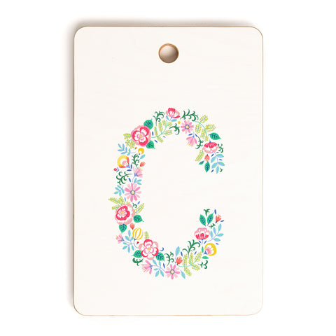 Pimlada Phuapradit Floral Alphabet C Cutting Board Rectangle