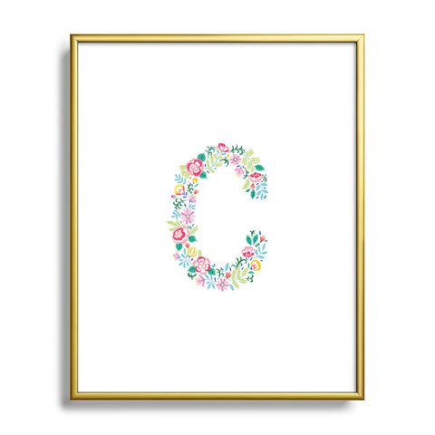 Pimlada Phuapradit Floral Alphabet C Metal Framed Art Print