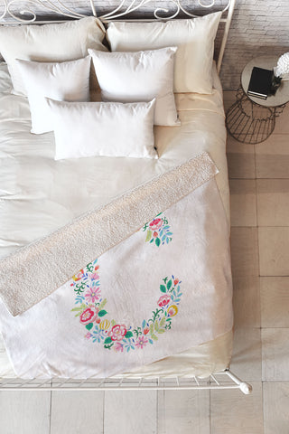 Pimlada Phuapradit Floral Alphabet C Fleece Throw Blanket