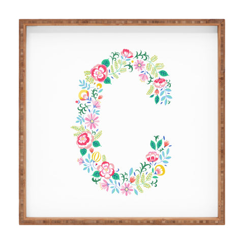 Pimlada Phuapradit Floral Alphabet C Square Tray