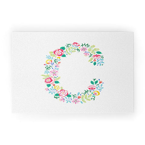 Pimlada Phuapradit Floral Alphabet C Welcome Mat