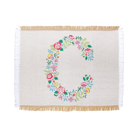Pimlada Phuapradit Floral Alphabet C Throw Blanket