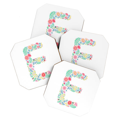 Pimlada Phuapradit Floral Alphabet E Coaster Set