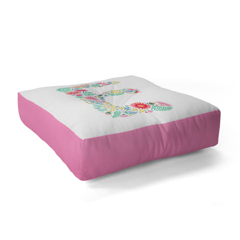 Pimlada Phuapradit Floral Alphabet E Floor Pillow Square